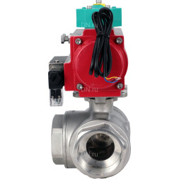 Кран шаровой BV3232P(4pc)-SP-3WL-T-ISO-H Ду50 Ру63 стандартнопроходной L-тип, внутренняя резьба, корпус - нержавеющая сталь 316, уплотнение - PTFE, пневмопривод PA-DA-065, пневмораспределитель 4M310-08 DC24V и магнитным переключателем ALS200D