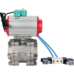 Кран шаровой BV3232P(3pc)-FP-SW-ISO-H Ду65 Ру63 полнопроходной, корпус - нержавеющая сталь SS316, под приварку, с пневмоприводом PA-DA-105, пневмораспределителем 4V320-10 AC220V, магнитным переключателем ALS200D