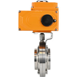 Затвор дисковый поворотный WBV3131E-2W-W-H Ду40 Ру10 под приварку, корпус - пищевая нержавеющая сталь 304, уплотнение - EPDM, с электроприводом QT-N-003EM-O1-24VDC-У1 24В HARK