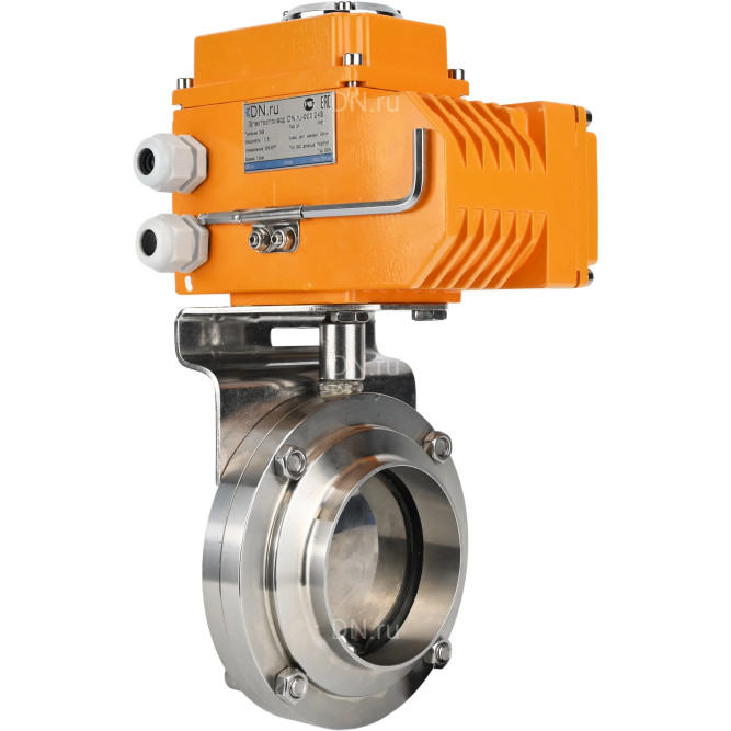 Затвор дисковый поворотный WBV3131E-2W-W-H Ду40 Ру10 под приварку, корпус - пищевая нержавеющая сталь 304, уплотнение - EPDM, с электроприводом QT-N-003EM-O1-24VDC-У1 24В HARK в Алматы