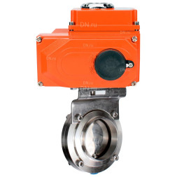 Затвор дисковый поворотный WBV3131S-2W-C-H Ду80 Ру10 кламповый, корпус - пищевая нержавеющая сталь 304, уплотнение - Silicon, с электроприводом QT-N-005EM-O1-380VAC-У1 380В HARK