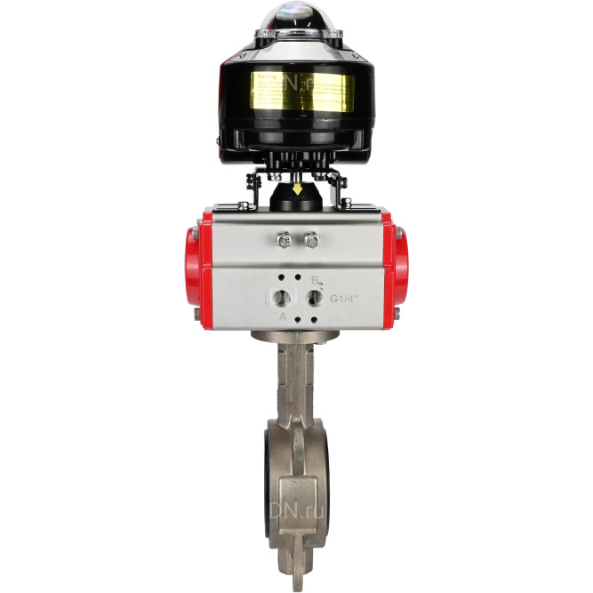 Затвор дисковый поворотный WBV3232N-2W-Fb-H Ду150 Ру16, корпус - нержавеющая сталь 316L, диск - нержавеющая сталь 316L, уплотнение - NBR, с пневмоприводом PA-DA-130 и БКВ APL-510N EX в Алматы