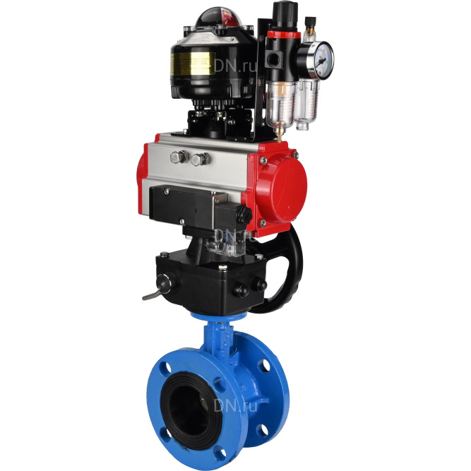 Затвор дисковый поворотный WBV1313E-2W-F-H Ду150 Ру16 фланцевый, корпус - чугун GGG40, диск - чугун GGG40, EPDM, с пневмоприводом PA-DA-130, пневмораспределителем 4M310-08 AC220V, БКВ APL-510N EX, ручным дублером MON1-250-T26-ISO и БПВ AFC2000 в Алматы