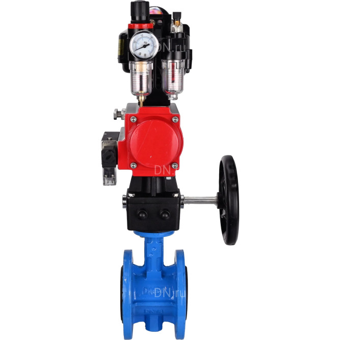 Затвор дисковый поворотный WBV1313E-2W-F-H Ду150 Ру16 фланцевый, корпус - чугун GGG40, диск - чугун GGG40, EPDM, с пневмоприводом PA-DA-130, пневмораспределителем 4M310-08 AC220V, БКВ APL-510N EX, ручным дублером MON1-250-T26-ISO и БПВ AFC2000 в Алматы