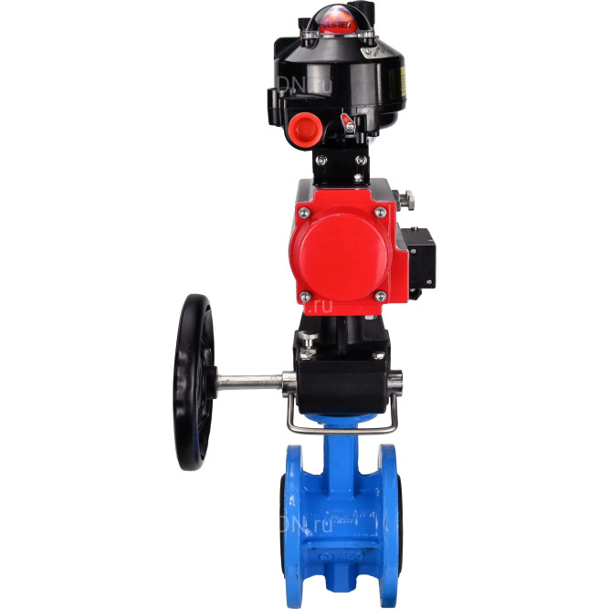 Затвор дисковый поворотный WBV1313E-2W-F-H Ду150 Ру16 фланцевый, корпус - чугун GGG40, диск - чугун GGG40, EPDM, с пневмоприводом PA-DA-130, пневмораспределителем 4M310-08 AC220V, БКВ APL-510N EX, ручным дублером MON1-250-T26-ISO и БПВ AFC2000 в Алматы