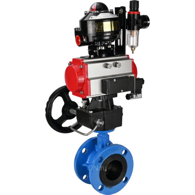 Затвор дисковый поворотный WBV1313E-2W-F-H Ду150 Ру16 фланцевый, корпус - чугун GGG40, диск - чугун GGG40, EPDM, с пневмоприводом PA-DA-130, пневмораспределителем 4M310-08 AC220V, БКВ APL-510N EX, ручным дублером MON1-250-T26-ISO и БПВ AFC2000 в Алматы