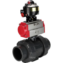 Кран шаровой BV4242E-FP-GRM-ISO Дн80 Ру10 полнопроходной, корпус - НПВХ, шар - НПВХ, уплотнение - EPDM, с пневмоприводом PA-DA-065 и БКВ APL-510N EX