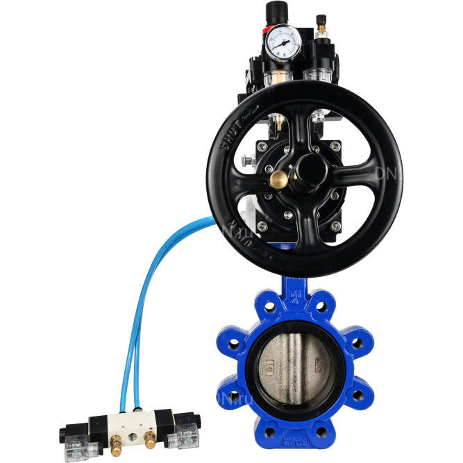 Затвор дисковый поворотный WBV1616N-2W-Fb-H Ду125 Ру16 LUG корпус - чугун QT450, диск - чугун QT450, уплотнение - NBR, с пневмоприводом PA-DA-105-1, пневмораспределителем 4V320-10 AC220V, БКВ APL-410N EX и БПВ AFC2000 в Алматы