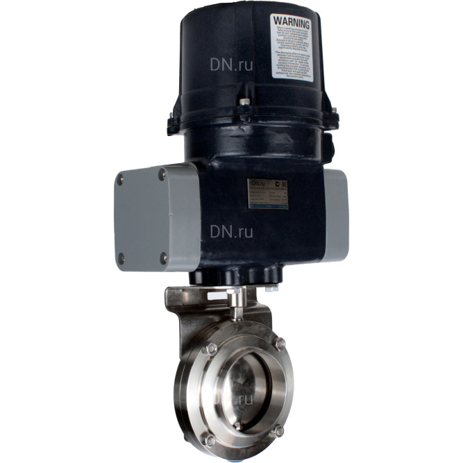 Затвор дисковый поворотный WBV3131S-2W-C-H Ду65 Ру10 кламповый, корпус - пищевая нерж. сталь AISI 304, диск - нерж. сталь AISI 304, уплотнение - Silicon, с электроприводом четвертьоборотным QTSA-N-003EM-O0-220VAC с пружинным возвратом в Алматы