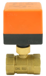 Кран шаровой BV0030NP-SP-T-ED Ду25 Ру16 стандартнопроходной двухходовой, латунь, внутренняя резьба, уплотнение - нитриловый каучук / PTFE, с электроприводом 220В без концевых выключателей