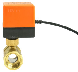 Кран шаровой BV0030NP-SP-T-ED Ду25 Ру16 стандартнопроходной двухходовой, латунь, внутренняя резьба, уплотнение - нитриловый каучук / PTFE, с электроприводом 220В без концевых выключателей