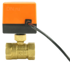 Кран шаровой BV0030NP-SP-T-ED Ду25 Ру16 стандартнопроходной двухходовой, латунь, внутренняя резьба, уплотнение - нитриловый каучук / PTFE, с электроприводом 220В без концевых выключателей