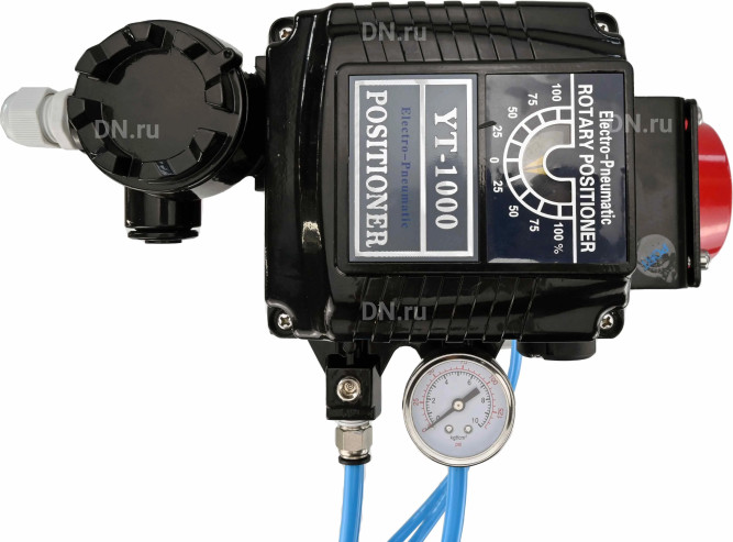 Кран шаровой BV3232P(4pc)-SP-3WL-T-ISO-H Ду50 Ру63 стандартнопроходной 3-ходовой, L-тип, нерж. сталь SS316, внутренняя резьба, PTFE, с пн.приводом PA-SA-083 двойного действия и электропневматич. позиционером YT-1000RSN без обратной связи в Алматы