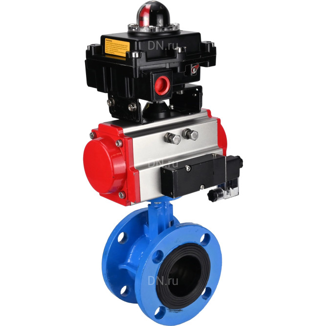 Затвор дисковый поворотный WBV1313E-2W-F-H Ду65 Ру16 фланцевый, корпус - чугун GGG40, диск - чугун GGG40, уплотнение - EPDM, с пневмоприводом PA-DA-105, пневмораспределителем 4M310-08 DC24V и БКВ APL-410N EX в Алматы