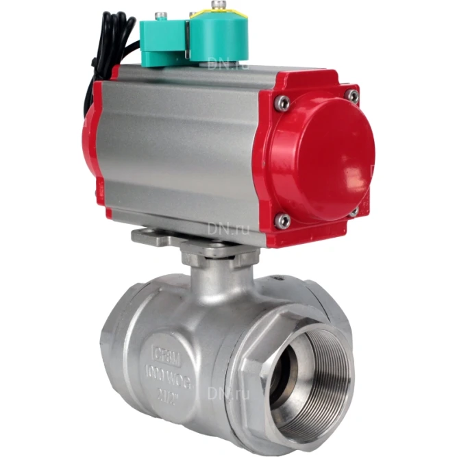 Кран шаровой BV3232P(4pc)-SP-3WL-T-ISO-H Ду80 Ру40 стандартнопроходной L-тип, внутренняя резьба, корпус - нержавеющая сталь 316, уплотнение - PTFE, пневмопривод PA-DA-083, пневмораспределитель 4M310-08 DC24V и магнитным переключателем ALS200D в Алматы