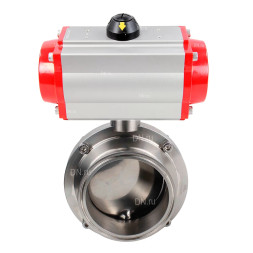 Затвор дисковый поворотный кламповый WBV3131S-2W-C-H Ду25 Ру10 корпус - пищевая нержавеющая сталь 304, уплотнение – Silicon, с пневмоприводом PA-SA-065 с возвратными пружинами