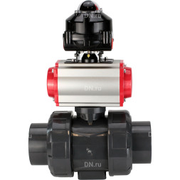 Кран шаровой BV4242E-FP-GRM-ISO Дн100 Ру10 полнопроходной, корпус - НПВХ, шар - НПВХ, уплотнение - EPDM, с пневмоприводом PA-DA-065 и БКВ APL-510N EX