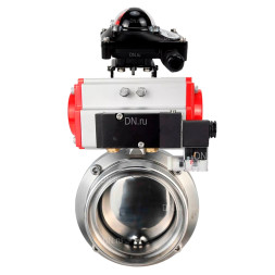 Затвор дисковый поворотный WBV3131E-2W-T-H Ду25 Ру10 резьбовой, пищевая нержавеющая сталь 304, уплотнение – EPDM, с пневмоприводом PA-DA-052, пневмораспределителем 4M310-08 AC220V и БКВ APL-210N