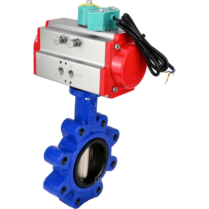 Затвор дисковый поворотный WBV1616E-2W-Fb-H Ду150 Ру16 LUG корпус - чугун QT450, диск - чугун QT450, уплотнение - EPDM, с пневмоприводом PA-DA-105 и магнитным переключателем ALS200D в Алматы
