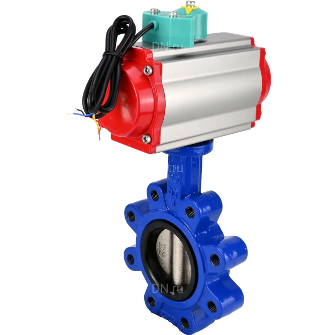 Затвор дисковый поворотный WBV1616E-2W-Fb-H Ду150 Ру16 LUG корпус - чугун QT450, диск - чугун QT450, уплотнение - EPDM, с пневмоприводом PA-DA-105 и магнитным переключателем ALS200D в Алматы