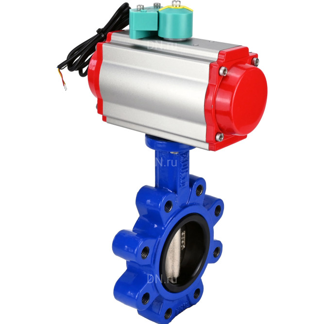 Затвор дисковый поворотный WBV1616E-2W-Fb-H Ду150 Ру16 LUG корпус - чугун QT450, диск - чугун QT450, уплотнение - EPDM, с пневмоприводом PA-DA-105 и магнитным переключателем ALS200D в Алматы