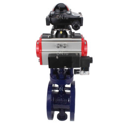 Затвор дисковый поворотный с тройным эксцентриситетом WBV3EX-3432M-1W-F-ISO Ду50 Ру25 фланцевый, корпус - углеродистая сталь WCB, диск - нерж.сталь 316, METAL с пневмоприводом PA-DA-083, пневмораспределителем 4M310-08 AC220V и БКВ APL-210N