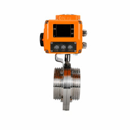 Затвор дисковый поворотный WBV3131E-2W-T-H Ду20 Ру10 резьбовой, корпус - пищевая нержавеющая сталь 304, уплотнение - EPDM, с электроприводом QT-N-005EM-B1-220VAC-У1 c датчиком обратной связи и входным управляющим сигналом 0-10В HARK