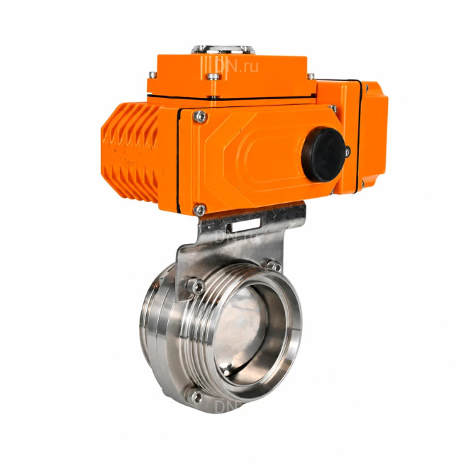 Затвор дисковый поворотный WBV3131E-2W-T-H Ду20 Ру10 резьбовой, корпус - пищевая нержавеющая сталь 304, уплотнение - EPDM, с электроприводом QT-N-005EM-B1-220VAC-У1 c датчиком обратной связи и входным управляющим сигналом 0-10В HARK в Алматы