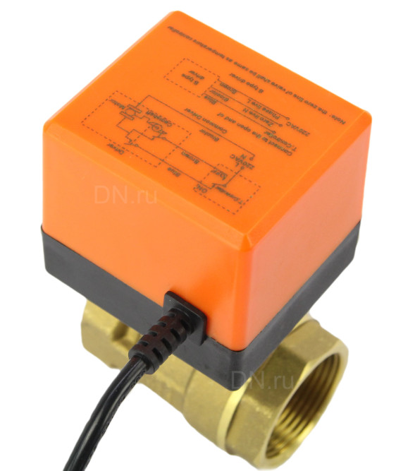 Кран шаровой BV0030NP-SP-T-ED Ду32 Ру16 стандартнопроходной двухходовой, латунь, внутренняя резьба, уплотнение - нитриловый каучук / PTFE, с электроприводом 220В без концевых выключателей в Алматы
