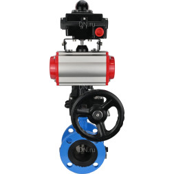 Затвор дисковый поворотный WBV1313E-2W-F-H Ду150 Ру16 фланцевый, корпус - чугун GGG40, диск - чугун GGG40, EPDM, с пневмоприводом PA-DA-130, пневмораспределителем 4V320-08 AC220V, БКВ APL-410N EX и ручным дублером MON1-250-T26-ISO