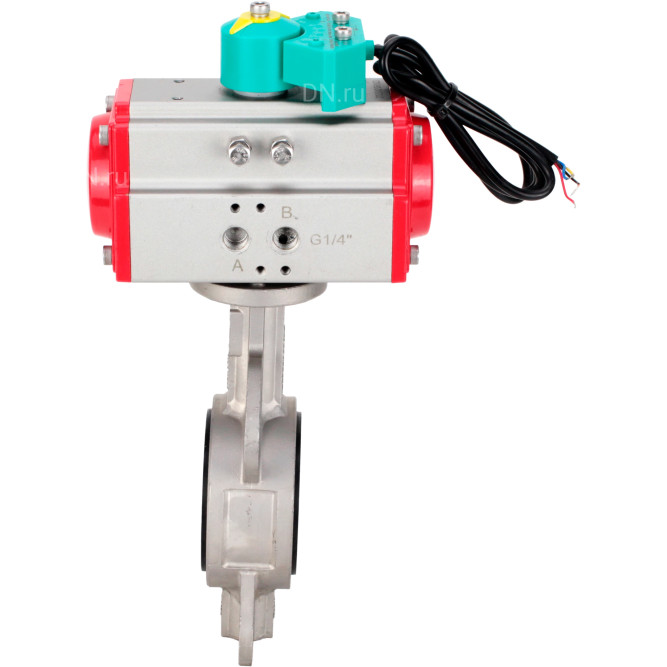 Затвор дисковый поворотный WBV3131E-2W-Fb-H Ду50 Ру16 корпус - нержавеющая сталь 304, диск - нержавеющая сталь 304, уплотнение - EPDM, с пневмоприводом PA-DA-065 и магнитным переключателем ALS200D в Алматы
