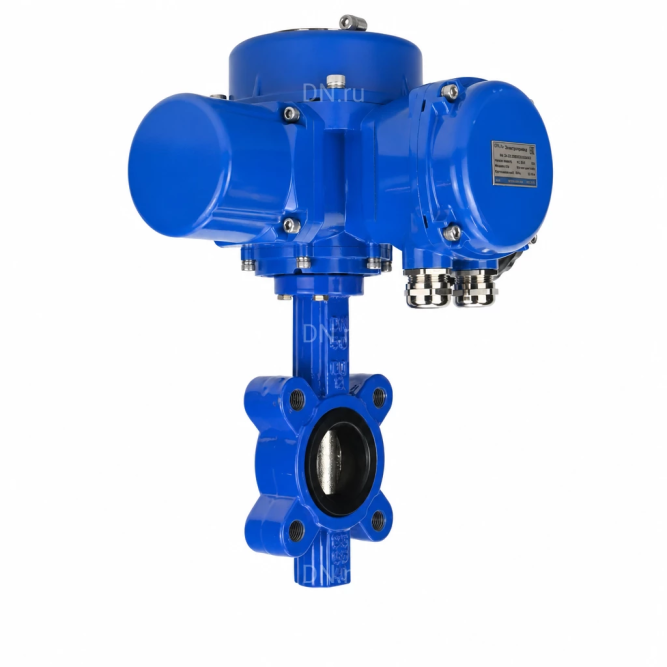 Затвор дисковый поворотный WBV1616E-2W-Fb-H Ду50 Ру16 LUG межфланцевый, корпус - чугун QT450, диск - чугун QT450, уплотнение - EPDM, с электроприводом QT-N-005M-O2-380VAC-У1 с моментной муфтой и штурвалом в Алматы