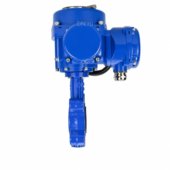 Затвор дисковый поворотный WBV1616E-2W-Fb-H Ду50 Ру16 LUG межфланцевый, корпус - чугун QT450, диск - чугун QT450, уплотнение - EPDM, с электроприводом QT-N-005M-O2-380VAC-У1 с моментной муфтой и штурвалом в Алматы