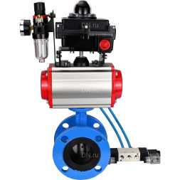 Затвор дисковый поворотный WBV1313E-2W-F-H Ду80 Ру16 фланцевый, корпус - чугун GGG40, диск - чугун GGG40, EPDM, с пневмоприводом PA-DA-105, пневмораспределителем 4V320-10 AC220V, БКВ APL-410N EX и БПВ AFC2000
