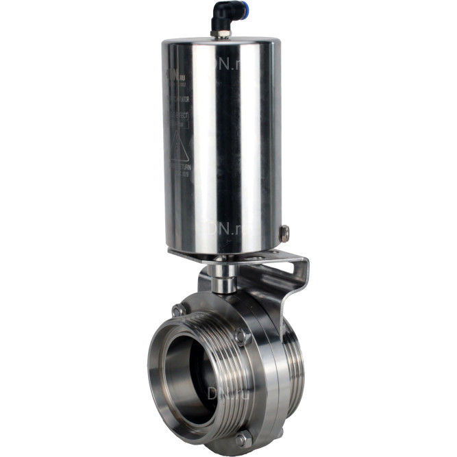 Затвор дисковый поворотный WBV3131E-2W-T-H Ду25 Ру10 резьбовой, пищевая нержавеющая сталь 304, уплотнение – EPDM, с пневмоприводом PA-SA-85 с возвратными пружинами в Алматы