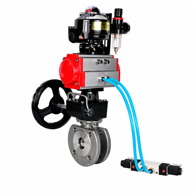 Кран шаровой BV3232P-FP-Fb-ISO-H Ду40 Ру16 межфланцевый, полнопроходной, корпус - нерж.сталь SS316, уплотнение PTFE, с пн.приводом PA-DA-083, пн.распределителем 4V320-10 AC220V, редуктором MON2-450-T28-ISO, БПВ AFC2000, БКВ APL-510N-EX в Алматы