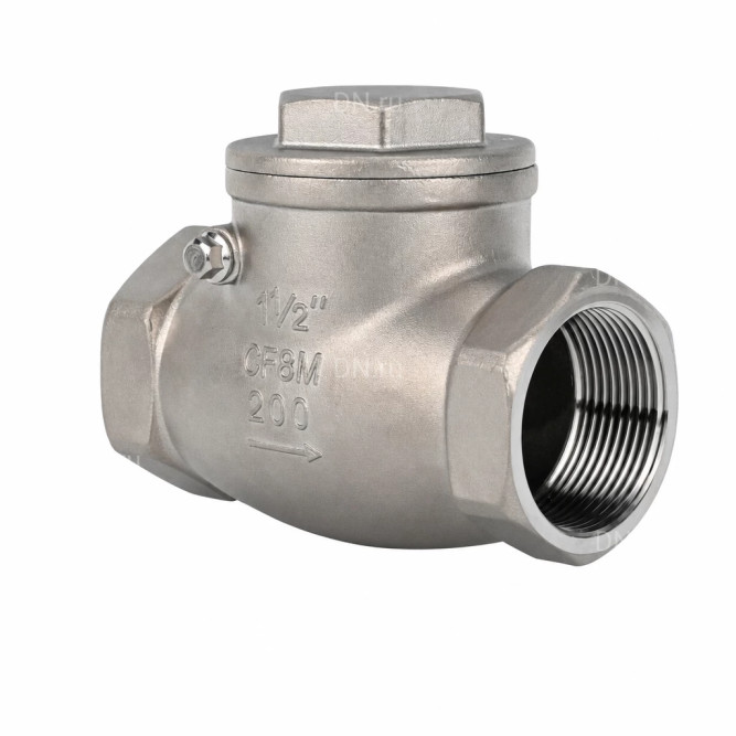 Клапан обратный VCT3131-T 1 1/2 Ду40 Ру16 ZGY резьбовой, поворотный, корпус - нержавеющая сталь CF8/AISI 304, диск - нержавеющая сталь CF8/AISI 304, уплотнение - PTFE в Алматы