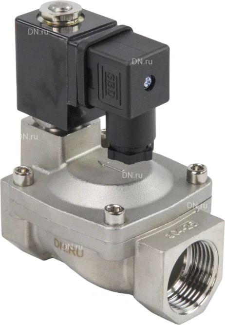 Клапан электромагнитный VS431-NT-NC-220VAC 1″ Ду25 Ру16, соленоидный двухходовой, корпус - нержавеющая сталь 304, уплотнение - NBR, резьбовой, нормально-закрытый, пилотный, катушка - 220В в Алматы
