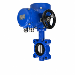 Затвор дисковый поворотный WBV1631N-2W-Fb-H Ду50 Ру16 LUG межфланцевый, корпус - чугун QT450, диск - нержавеющая сталь AISI 304, уплотнение - NBR, с электроприводом QT-N-005M-O2-380VAC-У1 с моментной муфтой и штурвалом