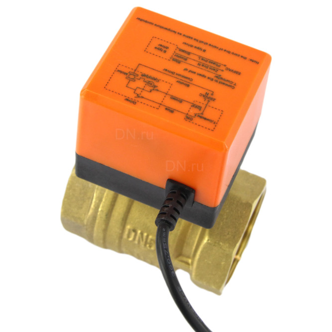 Кран шаровой BV0030NP-SP-T-ED Ду50 Ру16 стандартнопроходной двухходовой, латунь, внутренняя резьба, уплотнение - нитриловый каучук / PTFE, с электроприводом 220В без концевых выключателей в Алматы