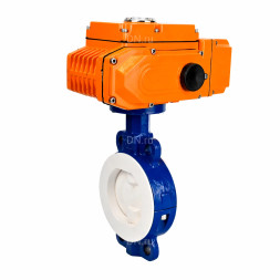 Затвор дисковый поворотный WBV3434Pf-2W-Fb-H Ду50 Ру16 корпус - углеродистая сталь WCB, диск - углеродистая сталь WCB, футерованный PTFE, уплотнение - PTFE, с электроприводом QT-N-005EM-B1-220VAC-У1-HARK