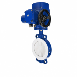 Затвор дисковый поворотный WBV3434Pf-2W-Fb-R Ду200 Ру16, корпус - углеродистая сталь WCB, диск - углеродистая сталь WCB, футерованный PTFE, уплотнение - PTFE, с электроприводом QT-N-020M-O2-380VAC-У1
