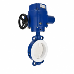 Затвор дисковый поворотный WBV3434Pf-2W-Fb-R Ду200 Ру16, корпус - углеродистая сталь WCB, диск - углеродистая сталь WCB, футерованный PTFE, уплотнение - PTFE, с электроприводом QT-N-020M-O2-380VAC-У1