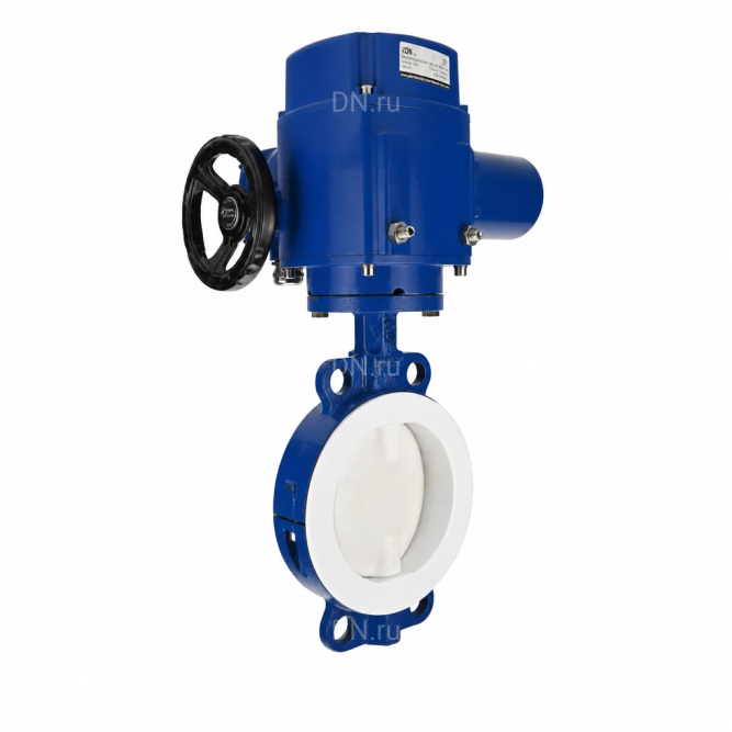 Затвор дисковый поворотный WBV3434Pf-2W-Fb-R Ду200 Ру16, корпус - углеродистая сталь WCB, диск - углеродистая сталь WCB, футерованный PTFE, уплотнение - PTFE, с электроприводом QT-N-020M-O2-380VAC-У1 в Алматы