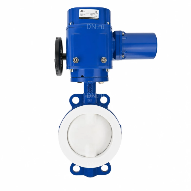 Затвор дисковый поворотный WBV3434Pf-2W-Fb-R Ду200 Ру16, корпус - углеродистая сталь WCB, диск - углеродистая сталь WCB, футерованный PTFE, уплотнение - PTFE, с электроприводом QT-N-020M-O2-380VAC-У1 в Алматы