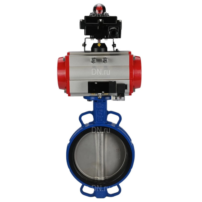 Затвор дисковый поворотный WBV1413E-2W-Fb-H Ду300 Ру16, корпус - чугун GGG50, диск - чугун GGG40, уплотнение - EPDM, с пневмоприводом PA-DA-140 двойного действия, пневмораспределителем 4M310-08 AC220V, БКВ APL-410N EX в Алматы