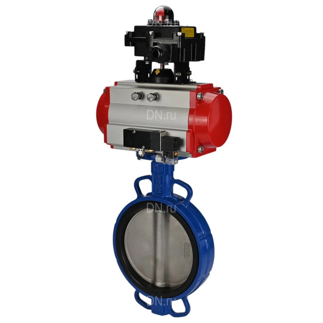 Затвор дисковый поворотный WBV1413E-2W-Fb-H Ду300 Ру16, корпус - чугун GGG50, диск - чугун GGG40, уплотнение - EPDM, с пневмоприводом PA-DA-140 двойного действия, пневмораспределителем 4M310-08 AC220V, БКВ APL-410N EX в Алматы