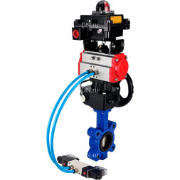 Затвор дисковый поворотный WBV1616N-2W-Fb-H Ду80 Ру16 LUG, корпус - чугун QT450, диск - чугун QT450, уплотнение - NBR, с пневмоприводом PA-DA-083, пневмораспределителем 4M320-10 AC220V, ручным дублером MON2-450-T28-ISO и БКВ APL-410N EX