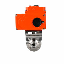 Затвор дисковый поворотный WBV3131E-2W-C-H Ду32 Ру10 кламповый, корпус - пищевая нержавеющая сталь 304, уплотнение - EPDM, с электроприводом QT-N-003EM-O1-24VDC-У1 HARK