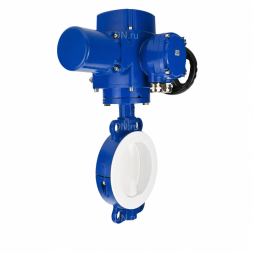 Затвор дисковый поворотный WBV3434Pf-2W-Fb-R Ду250 Ру16, корпус - углеродистая сталь WCB, диск - углеродистая сталь WCB, футерованный PTFE, уплотнение - PTFE, с электроприводом QT-N-030M-O2-380VAC-У1
